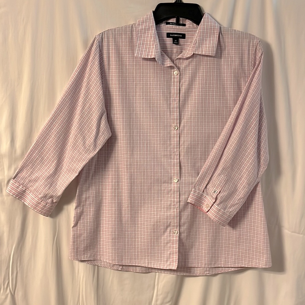 Lands End 3/4 sleeve, button up, no iron Supima shirt